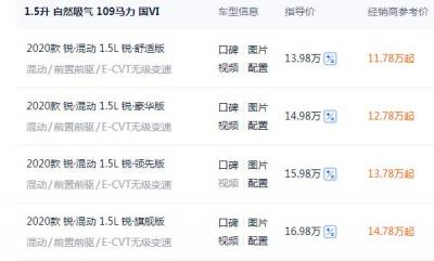 2020凌派中配多少钱 全款价14.60万元（动力家用足够）
